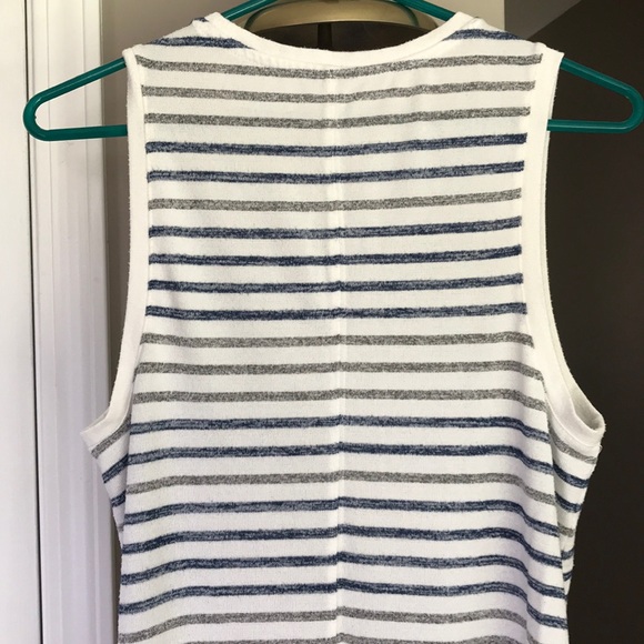 Merona White Gray and blue knit tank top - Picture 6 of 7